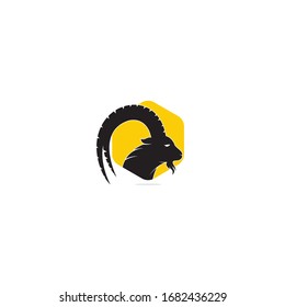 Goat Simple Logo Template Design. Mountain goat vector logo design. Goat head Logo Template vector icon illustration design	