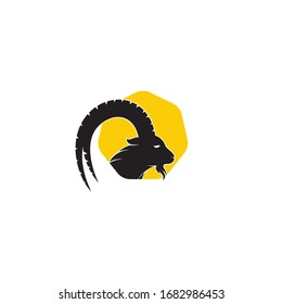 Goat Simple Logo Template Design. Mountain goat vector logo design. Goat head Logo Template vector icon illustration design	