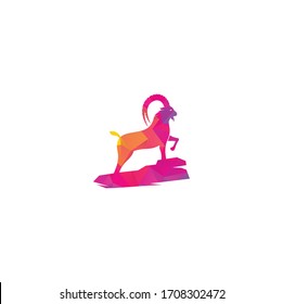 Goat Simple Logo Template Design. Mountain goat vector logo design. Goat head Logo Template vector icon illustration design