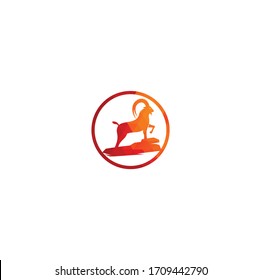Goat Simple Logo Template Design. Mountain goat vector logo design. Goat head Logo Template vector icon illustration design	