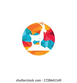 Goat Simple Logo Template Design. Mountain goat vector logo design.	