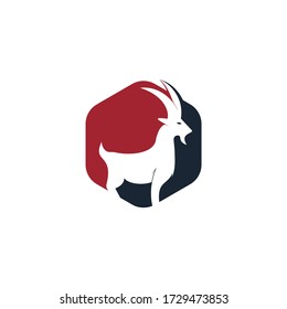 Goat Simple Logo Template Design. Mountain goat vector logo design.	