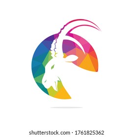 Goat Simple Logo Template Design. Mountain goat vector logo design.