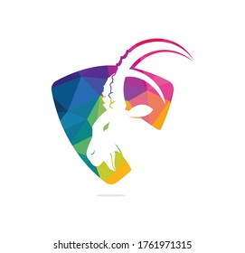 Goat Simple Logo Template Design. Mountain goat vector logo design.