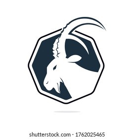 Goat Simple Logo Template Design. Mountain goat vector logo design.