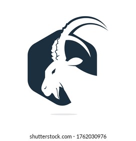 Goat Simple Logo Template Design. Mountain goat vector logo design.