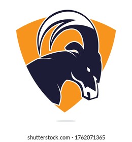 Goat Simple Logo Template Design. Mountain goat vector logo design.