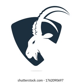 Goat Simple Logo Template Design. Mountain goat vector logo design.