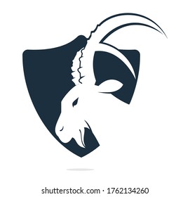 Goat Simple Logo Template Design. Mountain goat vector logo design.