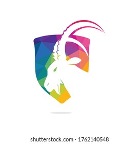 Goat Simple Logo Template Design. Mountain goat vector logo design.