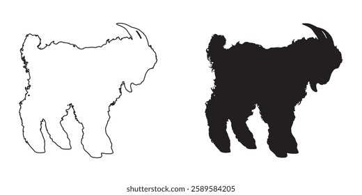 Goat Sketch Silhouette - High-Quality Goat Outline for Art
