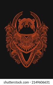 Goat skull with skull artwork illustration
