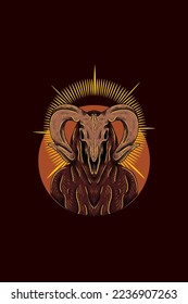 Goat skull with cloak vector illustration