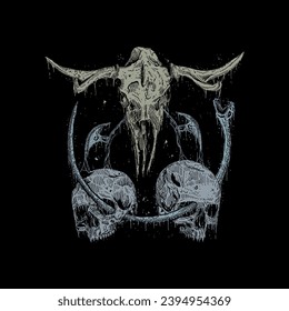 goat skull death metal illustration