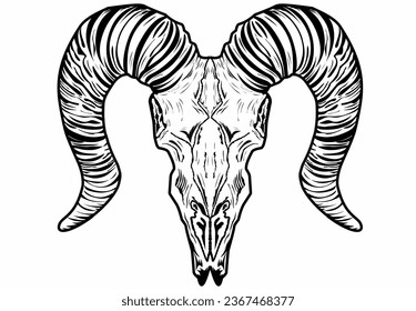 Goat skull design illustration for streetwear t-shirts, community logos, screen printing and others