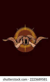 Goat skull with hands vector illustration
