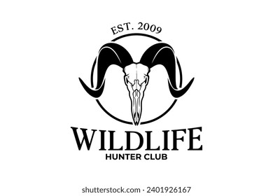 Goat Skull Horns Wildlife Vector Logo Design