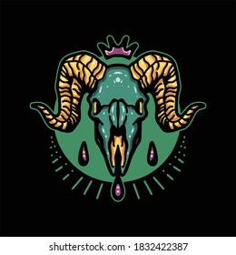 goat skull illustration vector design