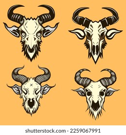 goat skull logo  in 2D vector file format