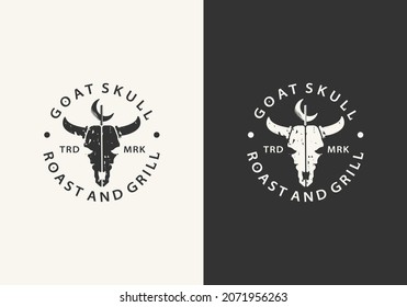 Ziegenschädel Logo Design Premium vektor