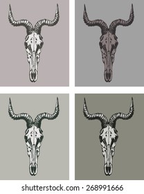 Goat Skull on Background Vector Set