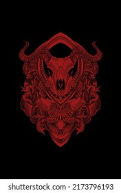 Goat skull with ornament artwork illustration