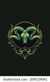 Goat skull with ornament vector illustration