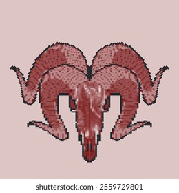 Goat Skull Pixel 8 bit Pattern Concept Vector Design