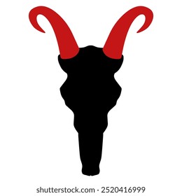 goat skull silhouette with red horns for halloween