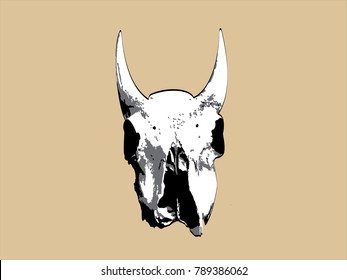 Goat Skull Vector Front View on a Brown Background