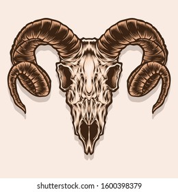 goat skull vector and illustration