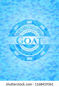 Goat sky blue emblem with triangle mosaic background