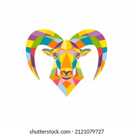 goat with some element of rainbow, geometric styles