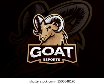 Goat sport logo mascot. Goat, Lamb, Ram, Sheep Esport gaming mascot logo template. Animal head emblem for Esports team. Vector illustration