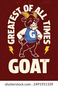 Goat Sport Mascot Vintage T-Shirt Design