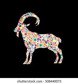 Goat standing designed using colorful halftone pattern graphic vector.