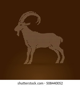 Goat standing designed using golden dots pattern graphic vector.