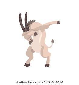 Goat standing in dub dancing pose, cute cartoon animal doing dubbing vector Illustration on a white background