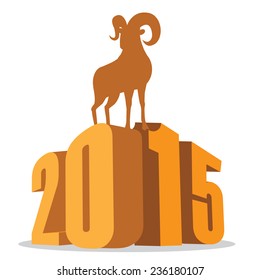 Goat standing on 2015 Chinese New Year EPS 10 vector stock illustration