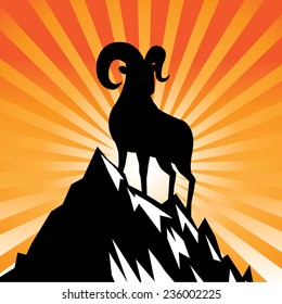Goat standing on mountain burst 2015 Chinese New Year EPS 10 vector stock illustration