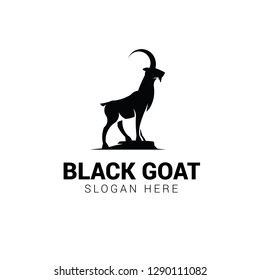 Goat standing on rock logo template