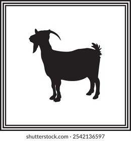 Uma silhueta de cabra em pé isolada sobre fundo branco