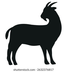 O bode está seguramente banhado em luz solar de aviso o bode está de pé o bode fica alerta foto vetor estoque preto e branco eps ai ilustrar silhueta gráfico design fundo modelo