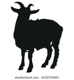 O bode está seguramente banhado em luz solar de aviso o bode está de pé o bode fica alerta foto vetor estoque preto e branco eps ai ilustrar silhueta gráfico design fundo modelo