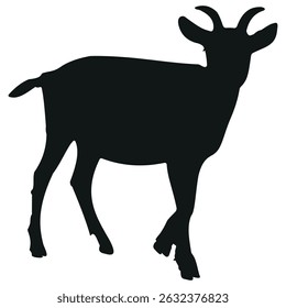 O bode está seguramente banhado em luz solar de aviso o bode está de pé o bode fica alerta foto vetor estoque preto e branco eps ai ilustrar silhueta gráfico design fundo modelo