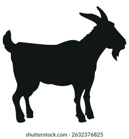 O bode está seguramente banhado em luz solar de aviso o bode está de pé o bode fica alerta foto vetor estoque preto e branco eps ai ilustrar silhueta gráfico design fundo modelo