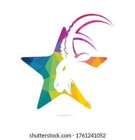 Goat And Star Logo Template Design. Mountain goat vector logo design.