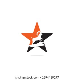 Goat star shape concept Logo Template Design. Mountain goat vector logo design. Goat head Logo Template vector icon illustration design	