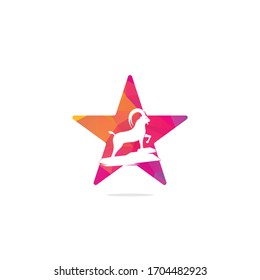 Goat star shape concept Logo Template Design. Mountain goat vector logo design. Goat head Logo Template vector icon illustration design	