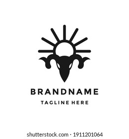 Goat and sun logo design template